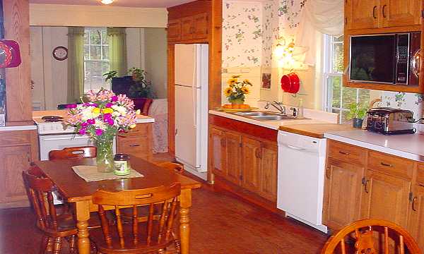 The kitchen area.